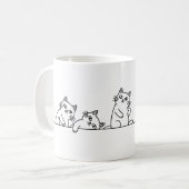 シンプルな黒白ネコ好きコーヒーカップ コーヒーマグカップ (正面左)
