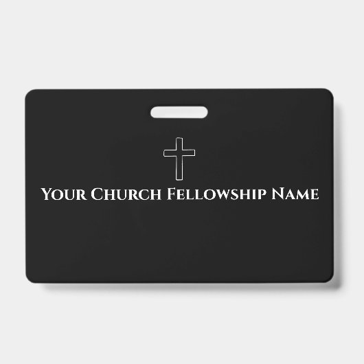 シンプルな黒白十字アウトライン教会 バッジ (正面)