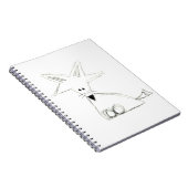 シンプルな黒白灰色のキツネの落書き　子供っぽい絵 ノートブック (右側)