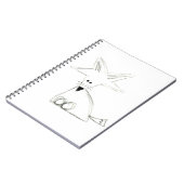 シンプルな黒白灰色のキツネの落書き　子供っぽい絵 ノートブック (左側)