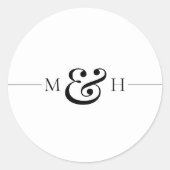 シンプルな黒線モノグラムの結婚式の引出物 ラウンドシール (正面)