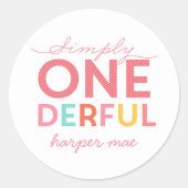 シンプルな1日の誕生日 | レインボーストライプー ラウンドシール (正面)