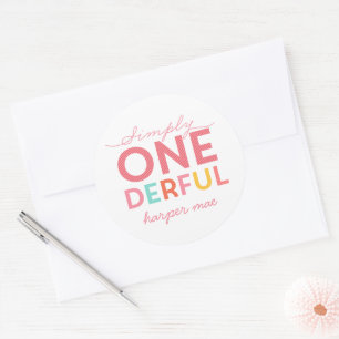 シンプルな1日の誕生日   レインボーストライプー ラウンドシール