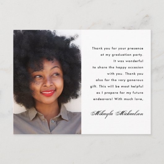 シンプルな1枚の写真を使った感謝のメッセージ 卒業 ポストカード (正面)
