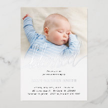 シンプルな1枚の写真 洗礼 おめでとう シルバー