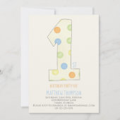 シンプルな1歳の誕生日男女兼用かわいい 招待状 (正面)