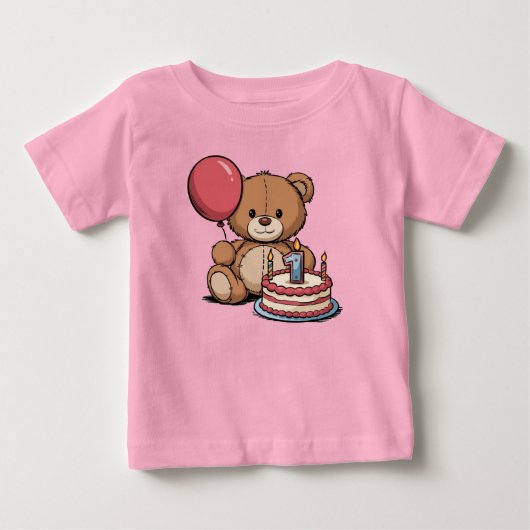 シンプルな1歳の誕生日 ベビーTシャツ (正面)