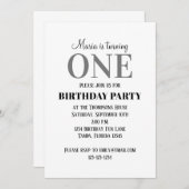 シンプルな1歳誕生日男女兼用テンプレート 招待状 (正面/裏面)