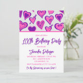 シンプルな100歳の誕生日招待状 グラムハート 招待状 (スタンド正面)