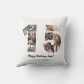 シンプルな15の数字フォトコラージュ オーダーメイドのグリーティングカード クッション (裏面)