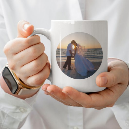 シンプルな2つの円形写真デザイン コーヒーマグカップ