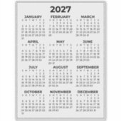 シンプルな2027年ミニカレンダー シール (正面)