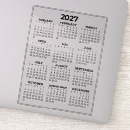 シンプルな2027年ミニカレンダー シール