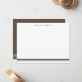 シンプルな3本ラインのブラウン メンズ ステーショナリー ノートカード (正面/裏面インサイチュ)