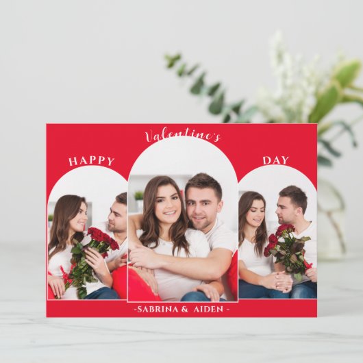 シンプルな3枚の写真の コラージュ | バレンタインデー シーズンカード (スタンド正面)