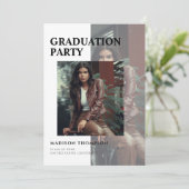 シンプルな3枚の写真オーバーレイ エレガントな卒業パーティー 招待状 (スタンド正面)