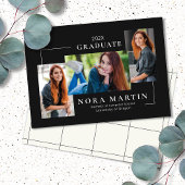 シンプルな3枚写真 黒白 案内状