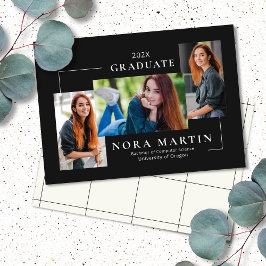 シンプルな3枚写真 黒白 案内状