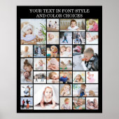 シンプルな30枚の写真コラージュ　カスタムカラーとテキスト ポスター (正面)