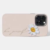 シンプルな3Dデイジーと"Love Yourself"の茎 iPhoneケース (裏面横)