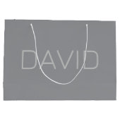 シンプルな3D風テキスト | グレー ラージペーパーバッグ (裏面)