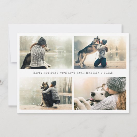 シンプルな4枚の写真を使ったホリデーカード シーズンカード (正面)