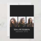 シンプルな4枚の写真を使った卒業お知らせ 招待状 (裏面)