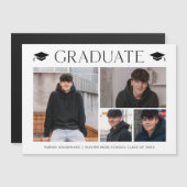 シンプルな4枚の写真を使った卒業式のマグネット招待状 マグネット招待状 (正面/裏面)