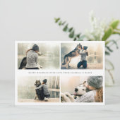 シンプルな4枚の写真を飾ったホリデーカード シーズンカード (スタンド正面)