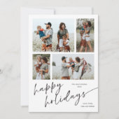 シンプルな4枚の写真コラージュスクリプト　ハッピーホリデー シーズンカード (正面)