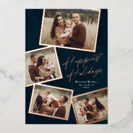 シンプルな4枚の写真コラージュスクリプト 箔シーズンカード