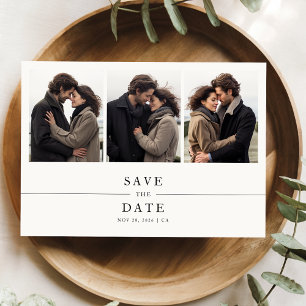 シンプルな5枚の写真を使った結婚式の「Save the Date」招待状 招待状