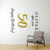 シンプルな50歳のハッピーバースデーパーティー背景 タペストリー (インサイチュ(横))