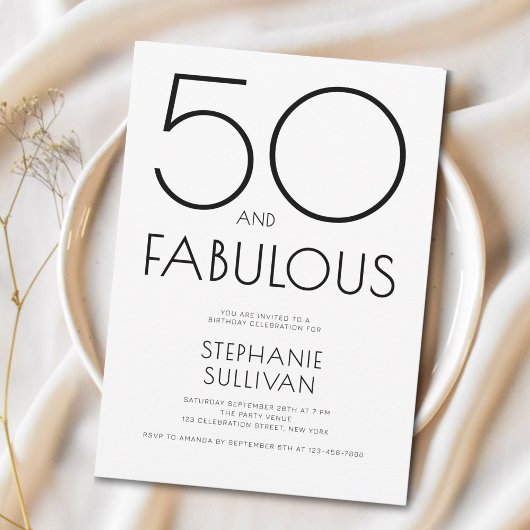 シンプルな50歳の誕生日パーティー 招待状
