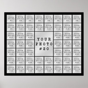 シンプルな51枚の写真コラージュ - カスタマイズカラー ポスター