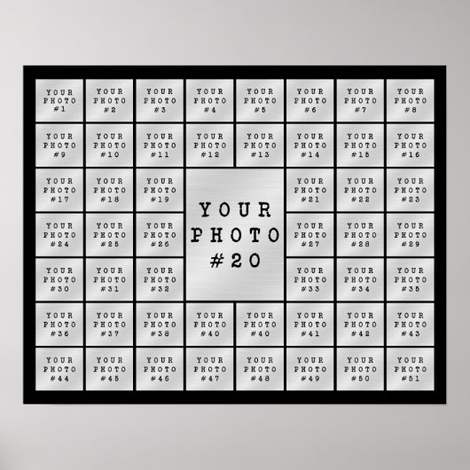 シンプルな51枚の写真コラージュ - カスタマイズカラー ポスター (正面)