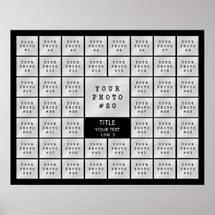 シンプルな51枚の写真コラージュ - カスタマイズ可能な色 ポスター