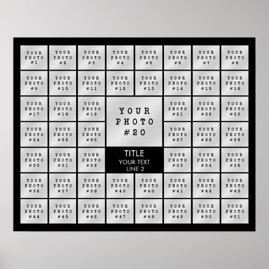 シンプルな51枚の写真コラージュ - カスタマイズ可能な色 ポスター (正面)