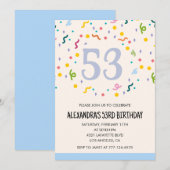 シンプルな53歳の誕生日招待状 コンフェティ モダン 招待状 (正面/裏面)