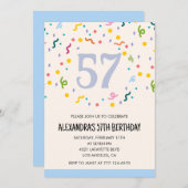 シンプルな57歳の誕生日招待状 コンフェッティ モダン 招待状 (正面/裏面)