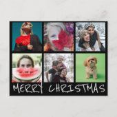 シンプルな6枚のインスタ写真コラージュ メリークリスマス ポストカード (正面)