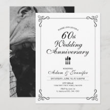シンプルな60周年結婚記念日招待カード