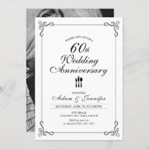 シンプルな60周年結婚記念日招待状カード