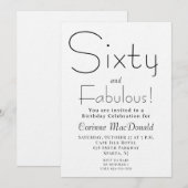 シンプルな60歳の誕生日パーティー 招待状 (正面/裏面)