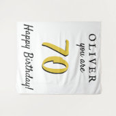 シンプルな70歳のハッピーバースデーパーティーの背景 タペストリー (正面(横))