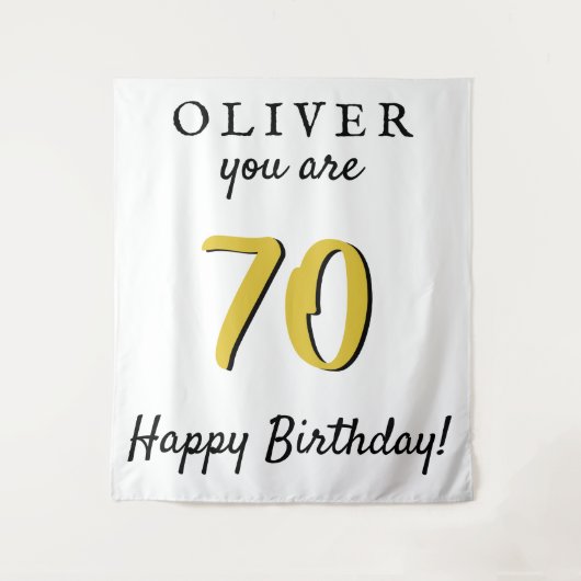 シンプルな70歳のハッピーバースデーパーティーの背景 タペストリー (正面)