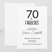 シンプルな70歳の誕生日おめでとう 招待状 (正面/裏面)