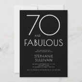 シンプルな70歳の誕生日パーティー ブラック 招待状 (正面)