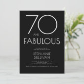 シンプルな70歳の誕生日パーティー ブラック 招待状 (スタンド正面)