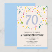 シンプルな70歳の誕生日招待状 コンフェッティ モダン 招待状 (正面/裏面)